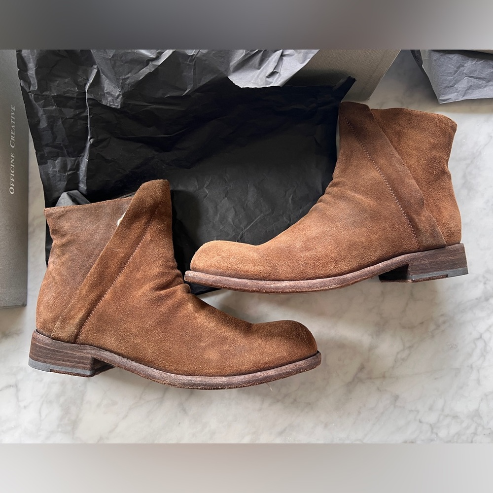 OFFICINE CREATIVE Sz 38.5 Brand New chocolate brown booties suede.